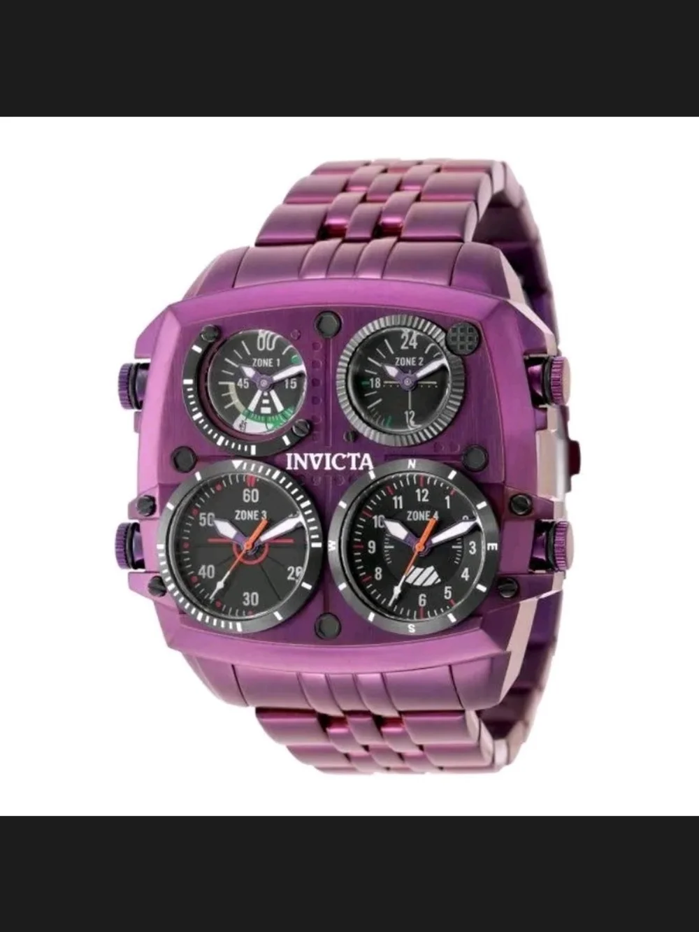 Invicta Aviator Zulu Purple Multi-Zone Stainless Steel Watch 50mm